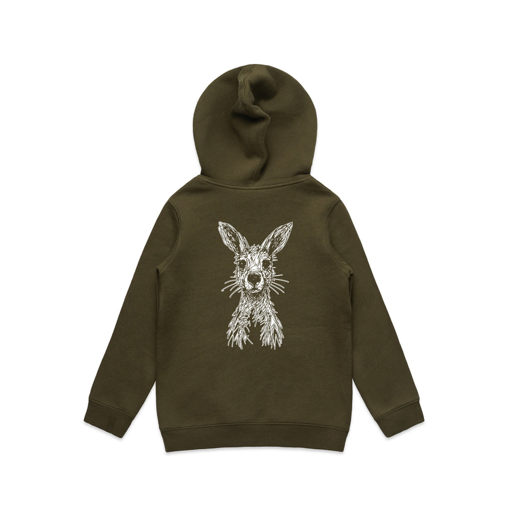 Wallaby Stencil - Kids Hoodie Australian Wildlife Hub