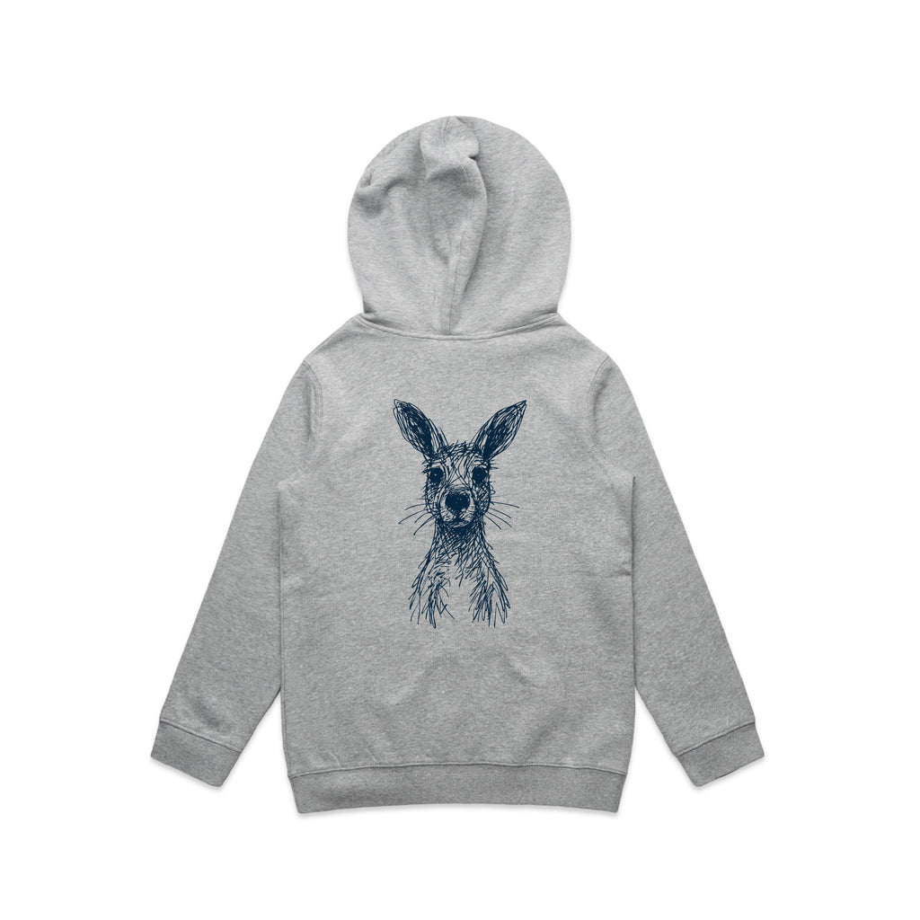 Wallaby Stencil - Kids Hoodie Australian Wildlife Hub
