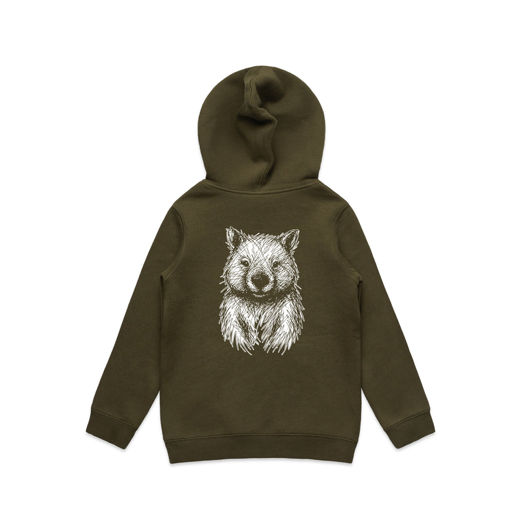 Wombat Stencil - Kids Hoodie Australian Wildlife Hub
