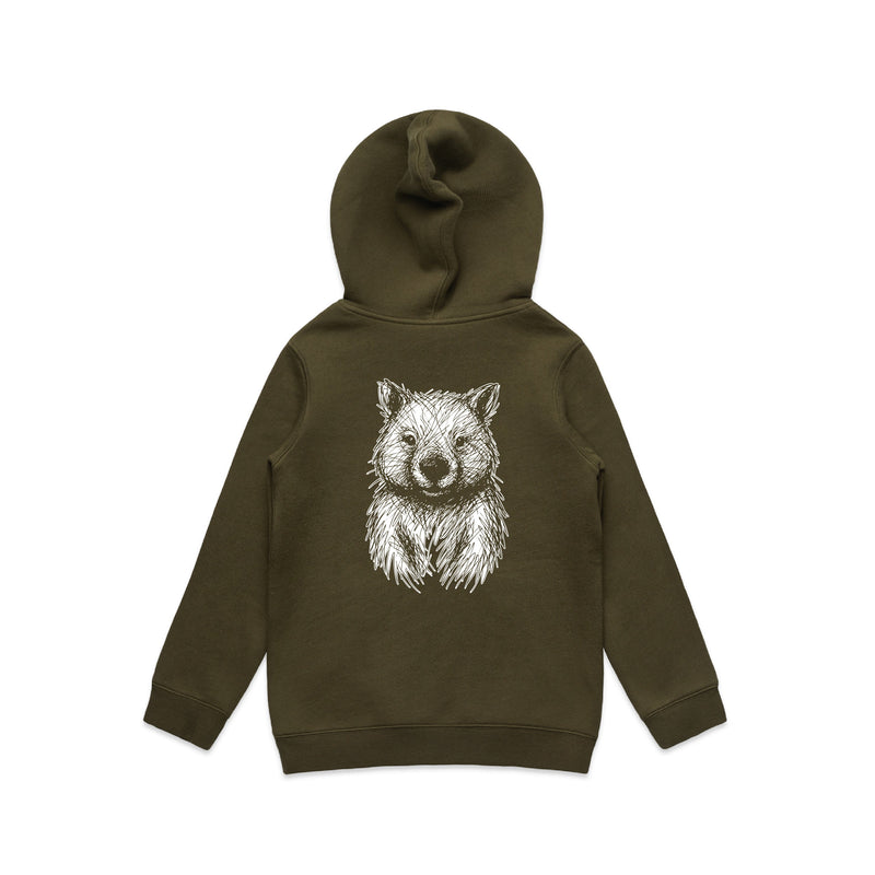 Wombat Stencil - Kids Hoodie Australian Wildlife Hub