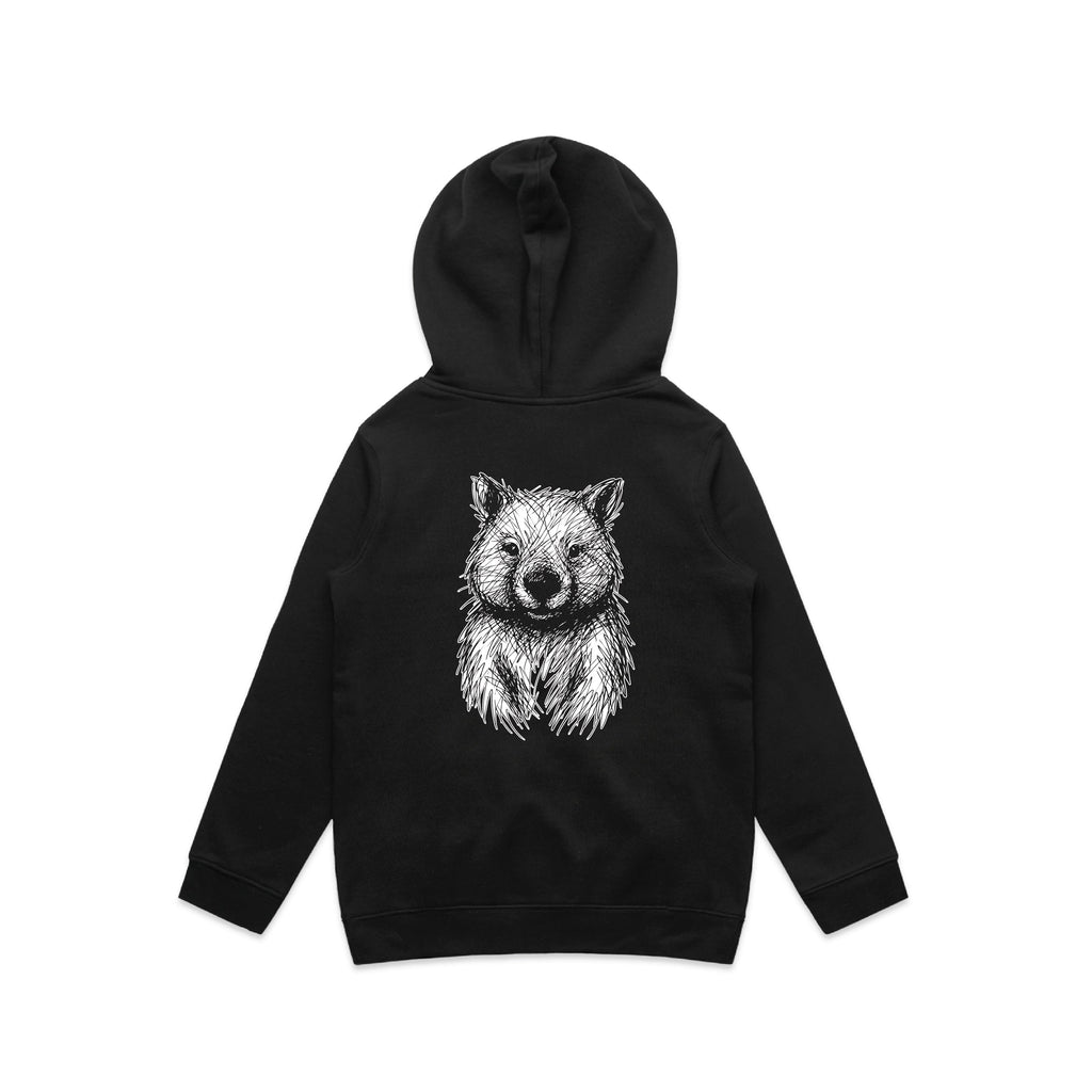 Wombat Stencil - Kids Hoodie Australian Wildlife Hub