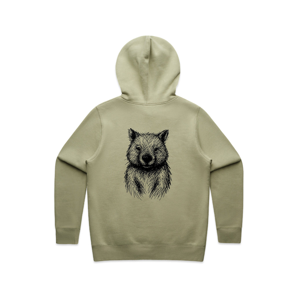 Wombat Stencil - Women’s Hoodie Australian Wildlife Hub