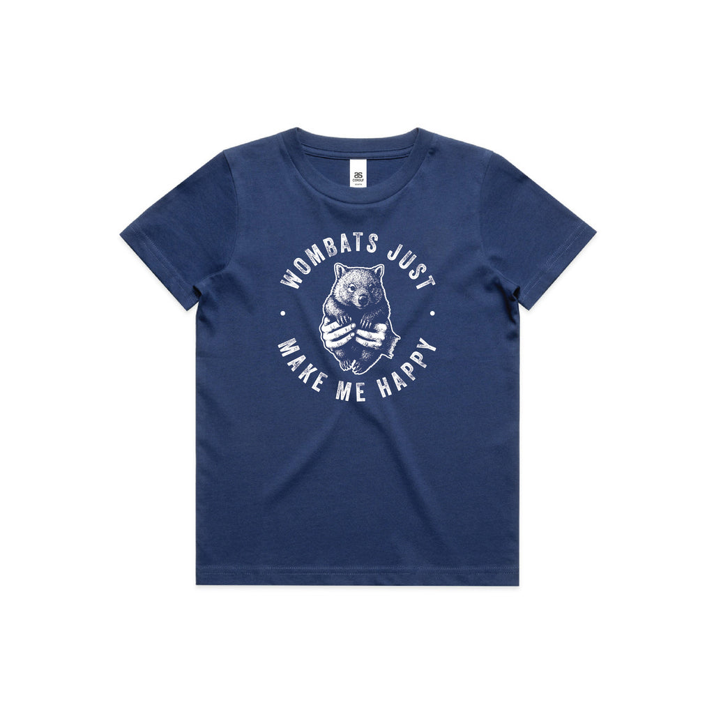 WOMBATS MAKE ME HAPPY - Kids/Youth Tee Australian Wildlife Hub
