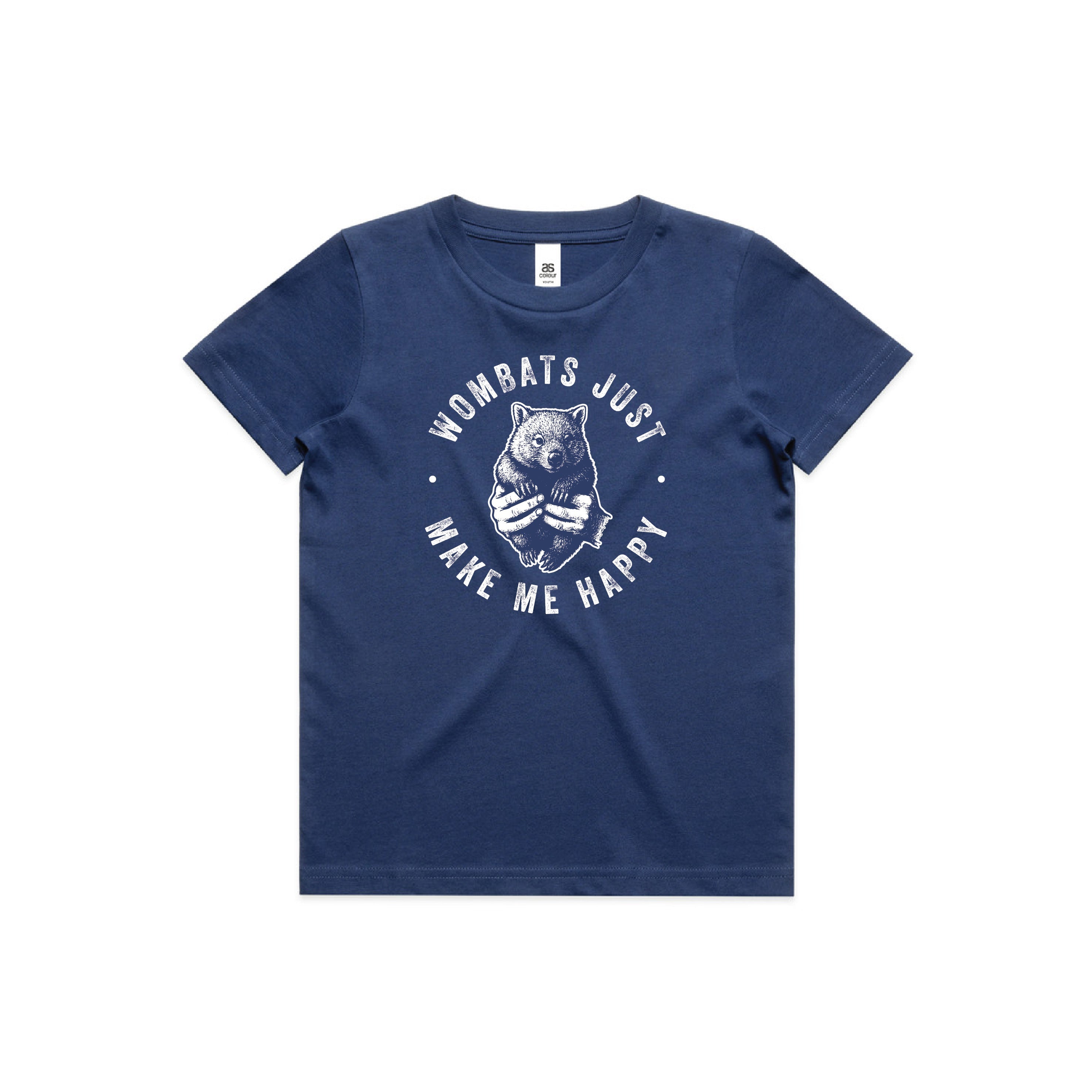WOMBATS MAKE ME HAPPY - Kids/Youth Tee Australian Wildlife Hub