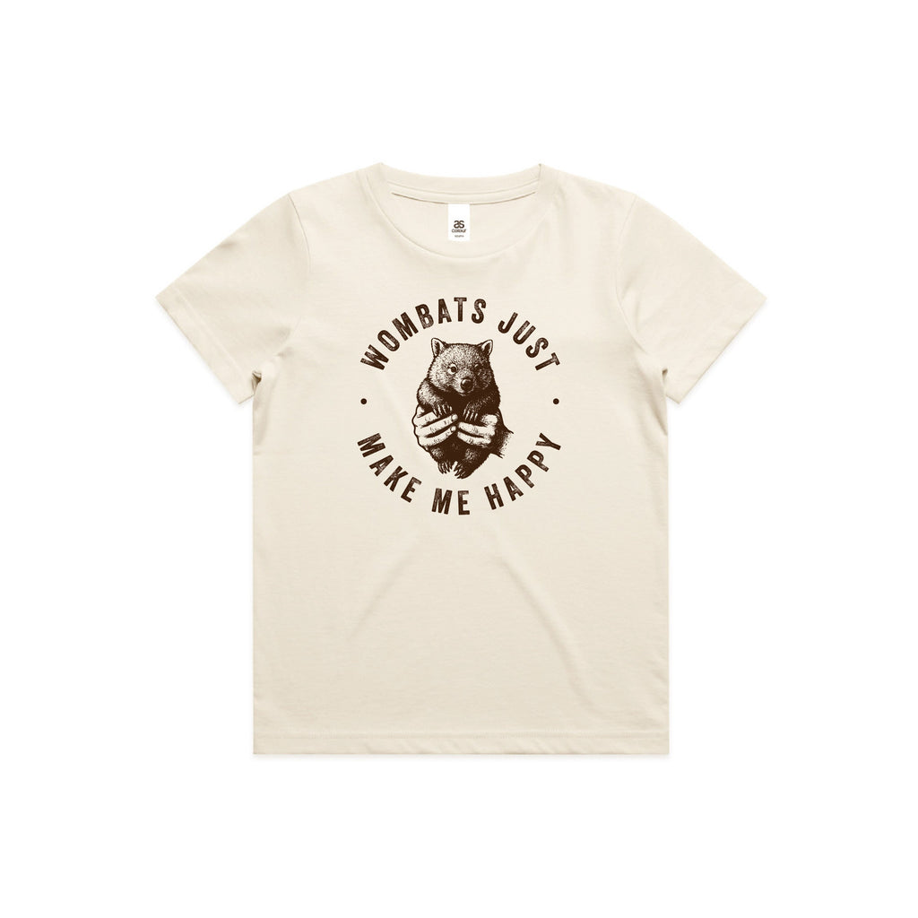 WOMBATS MAKE ME HAPPY - Kids/Youth Tee Australian Wildlife Hub