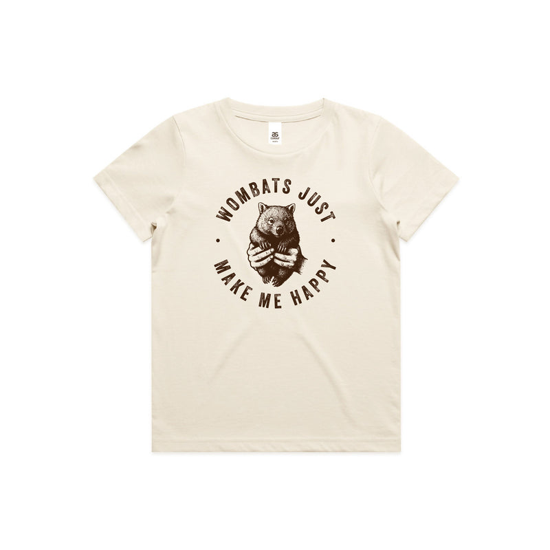 WOMBATS MAKE ME HAPPY - Kids/Youth Tee Australian Wildlife Hub