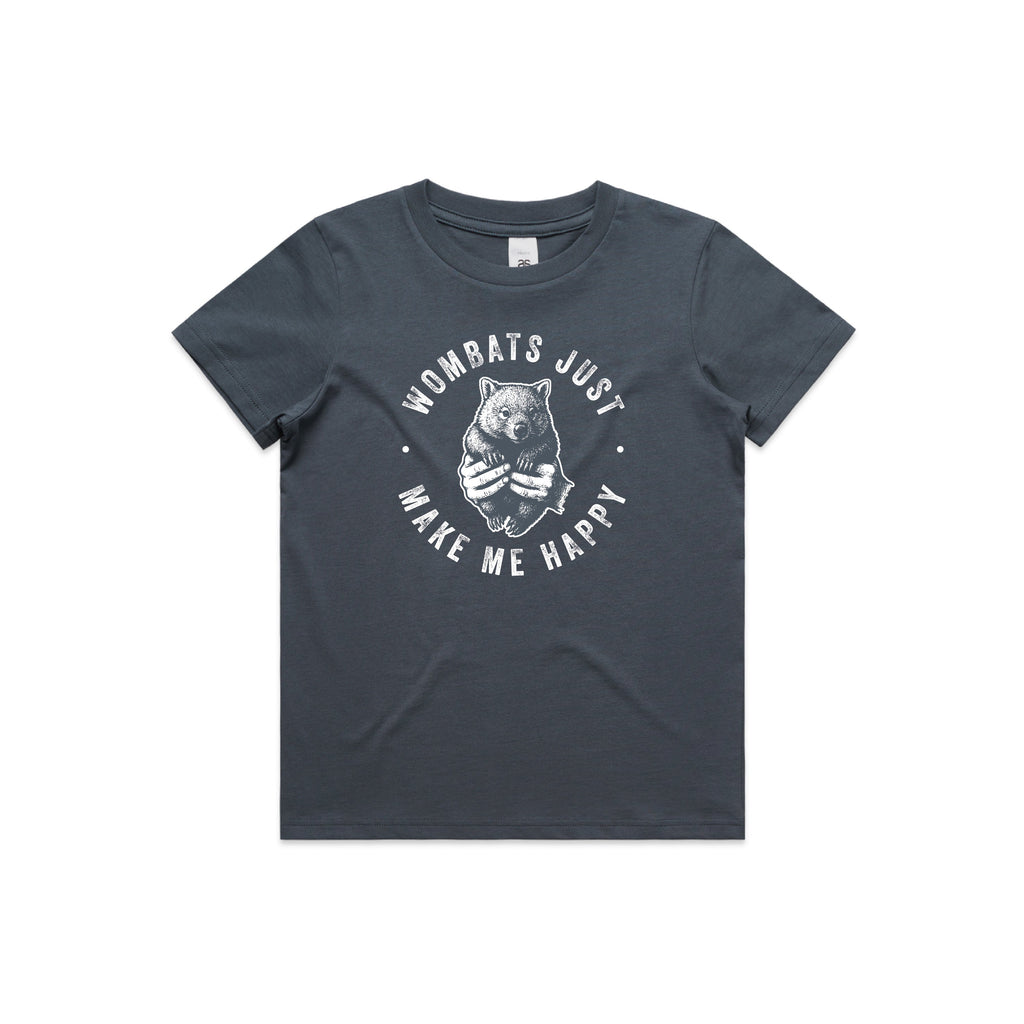WOMBATS MAKE ME HAPPY - Kids/Youth Tee Australian Wildlife Hub