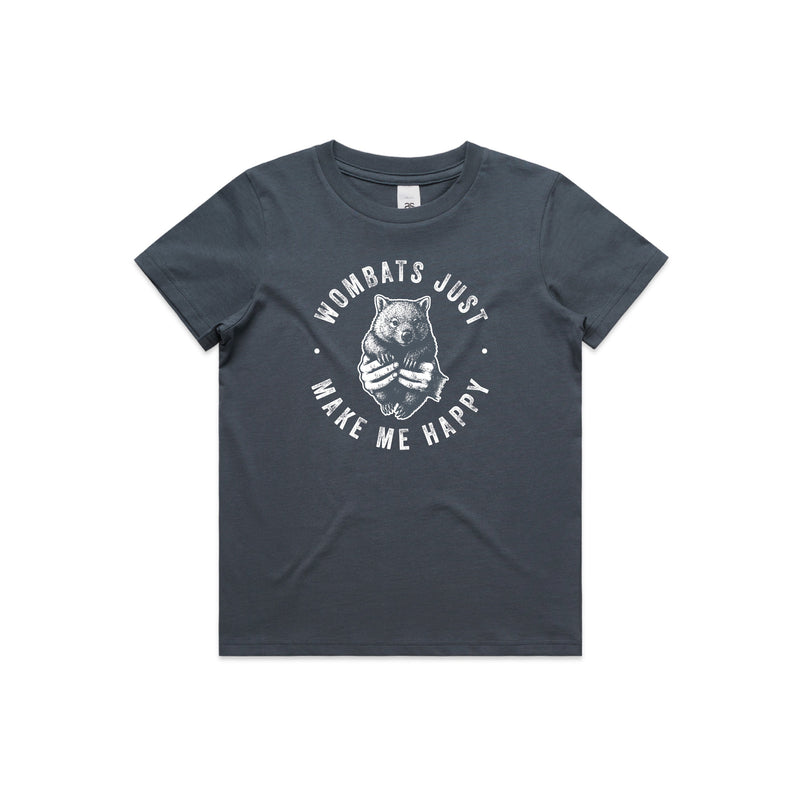 WOMBATS MAKE ME HAPPY - Kids/Youth Tee Australian Wildlife Hub