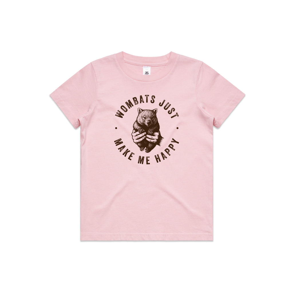 WOMBATS MAKE ME HAPPY - Kids/Youth Tee Australian Wildlife Hub