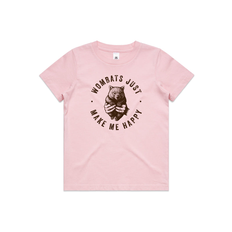 WOMBATS MAKE ME HAPPY - Kids/Youth Tee Australian Wildlife Hub