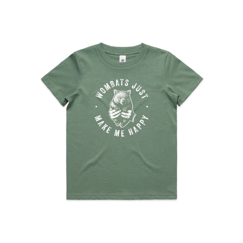 WOMBATS MAKE ME HAPPY - Kids/Youth Tee Australian Wildlife Hub