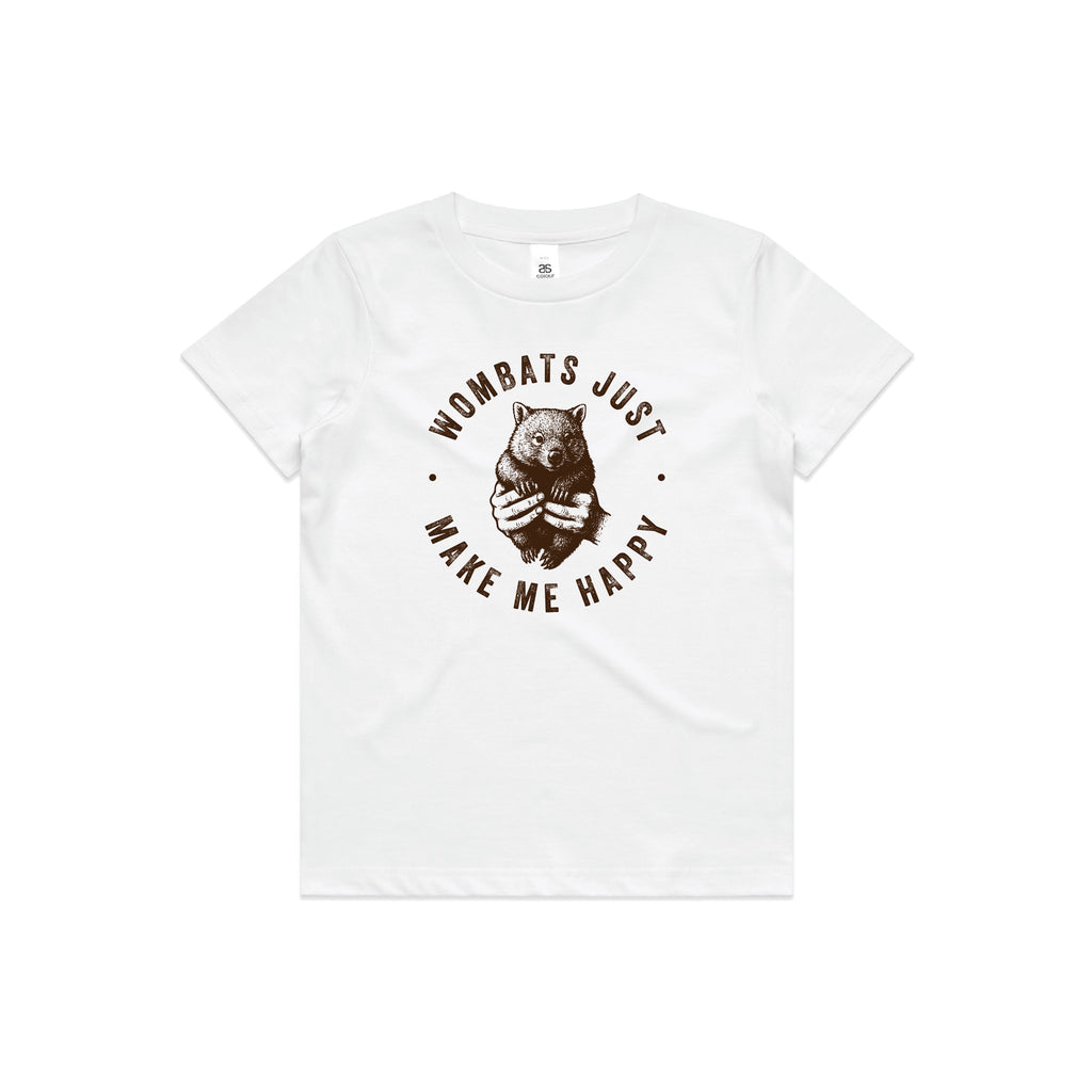WOMBATS MAKE ME HAPPY - Kids/Youth Tee Australian Wildlife Hub