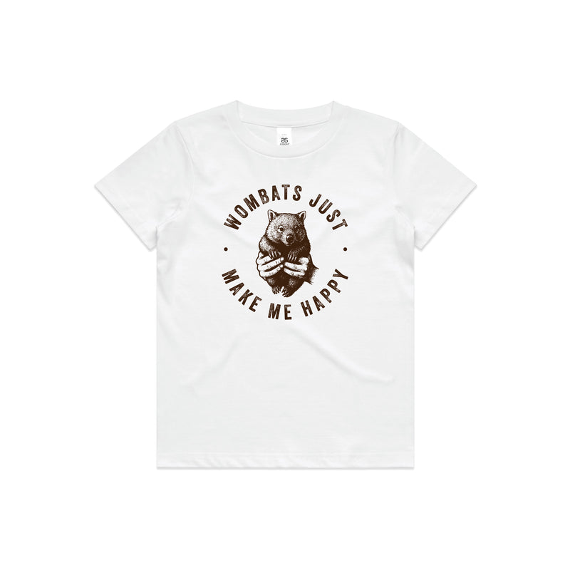 WOMBATS MAKE ME HAPPY - Kids/Youth Tee Australian Wildlife Hub
