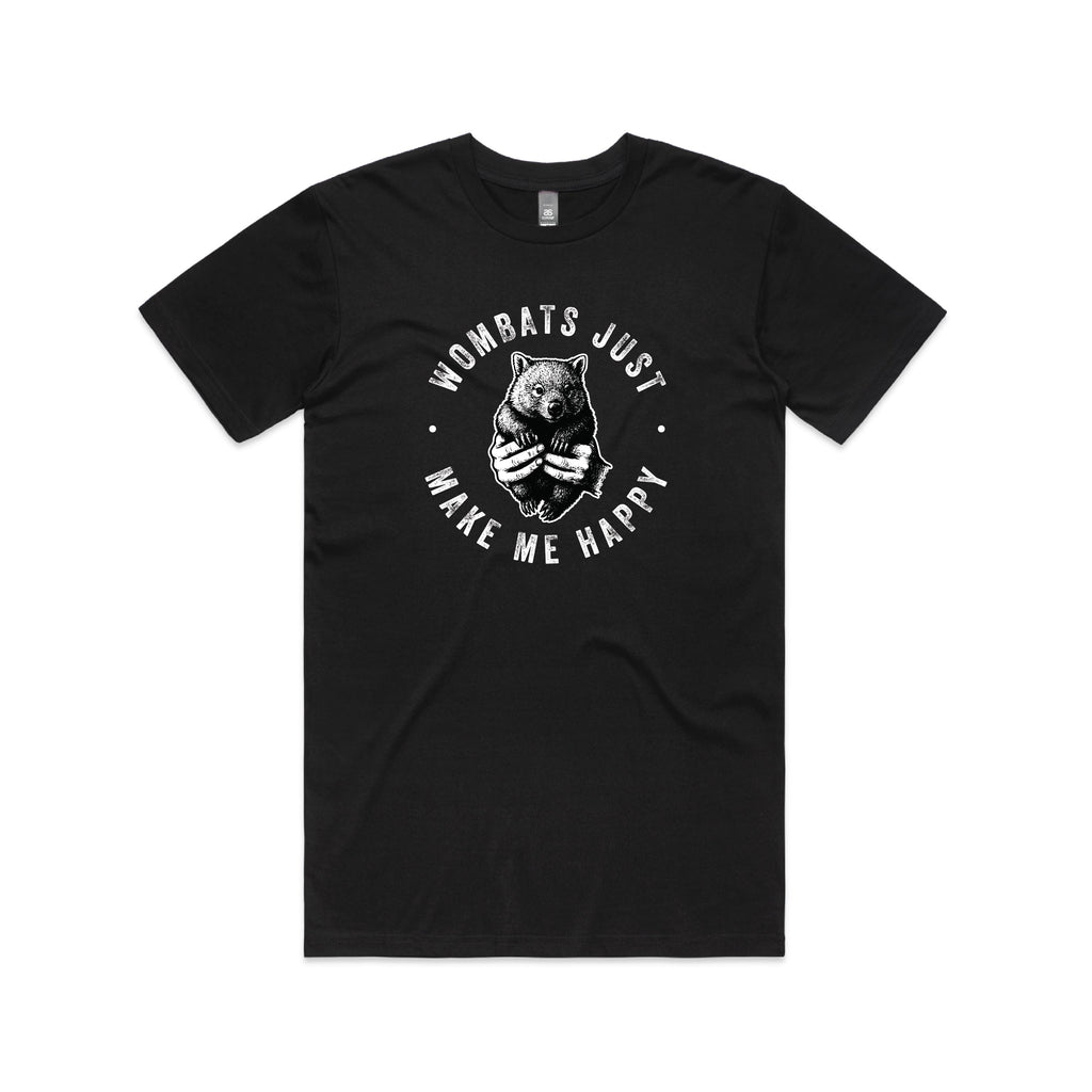 WOMBATS MAKE ME HAPPY - Mens Tee Australian Wildlife Hub
