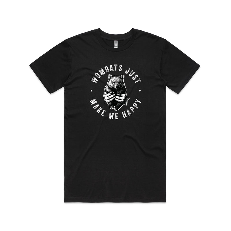 WOMBATS MAKE ME HAPPY - Mens Tee Australian Wildlife Hub