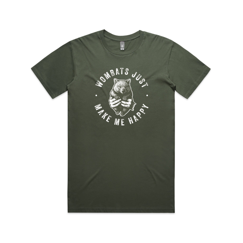 WOMBATS MAKE ME HAPPY - Mens Tee Australian Wildlife Hub