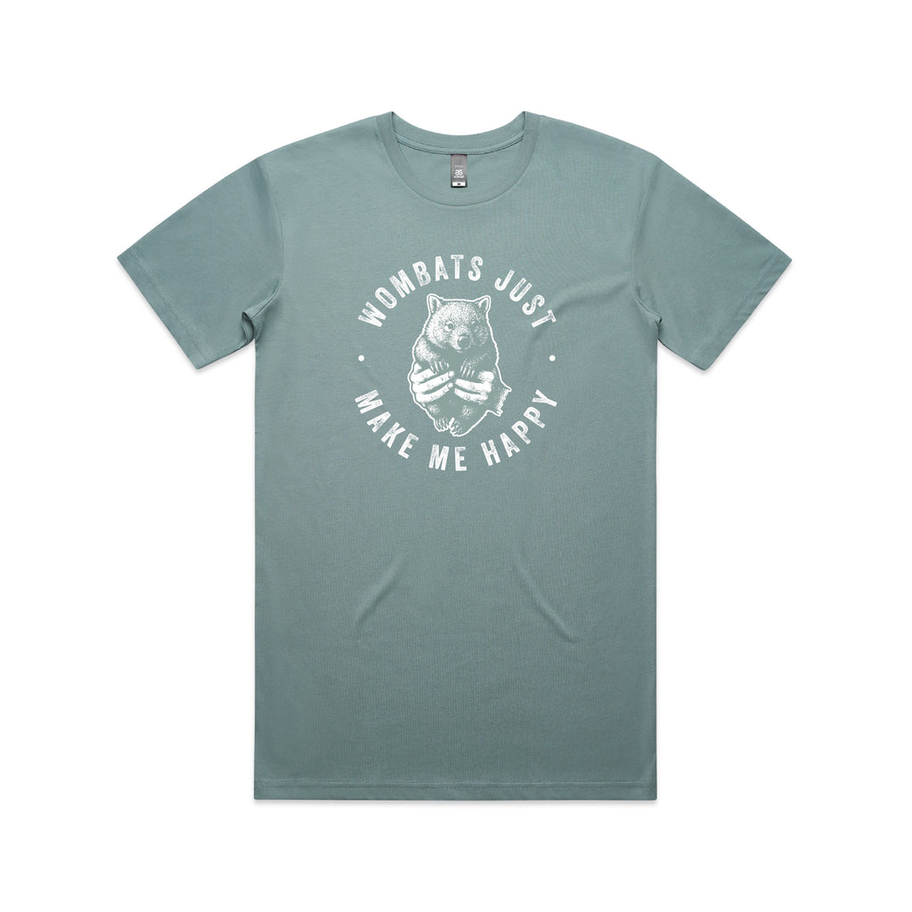 WOMBATS MAKE ME HAPPY - Mens Tee Australian Wildlife Hub
