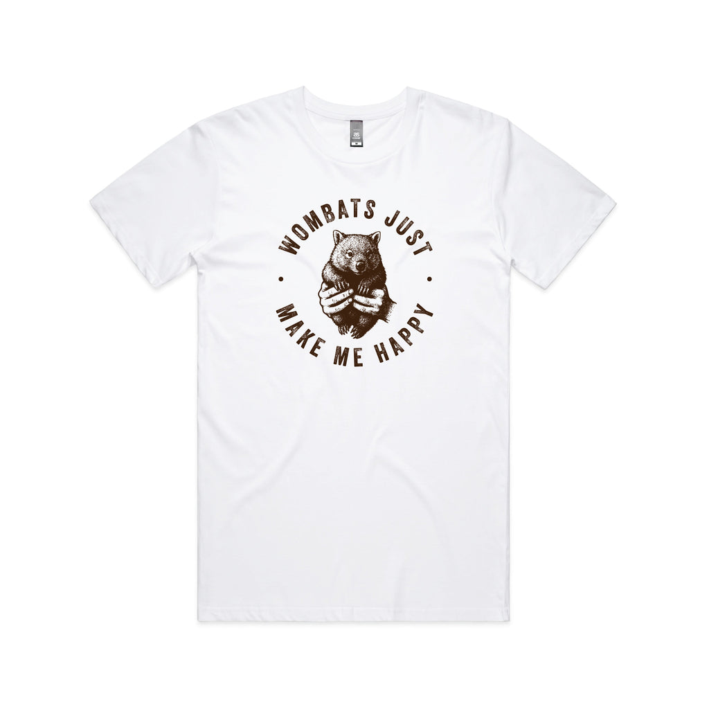 WOMBATS MAKE ME HAPPY - Mens Tee Australian Wildlife Hub