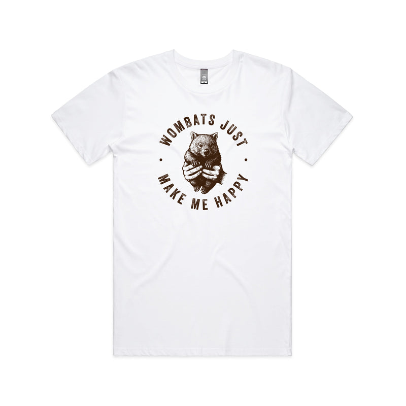 WOMBATS MAKE ME HAPPY - Mens Tee Australian Wildlife Hub